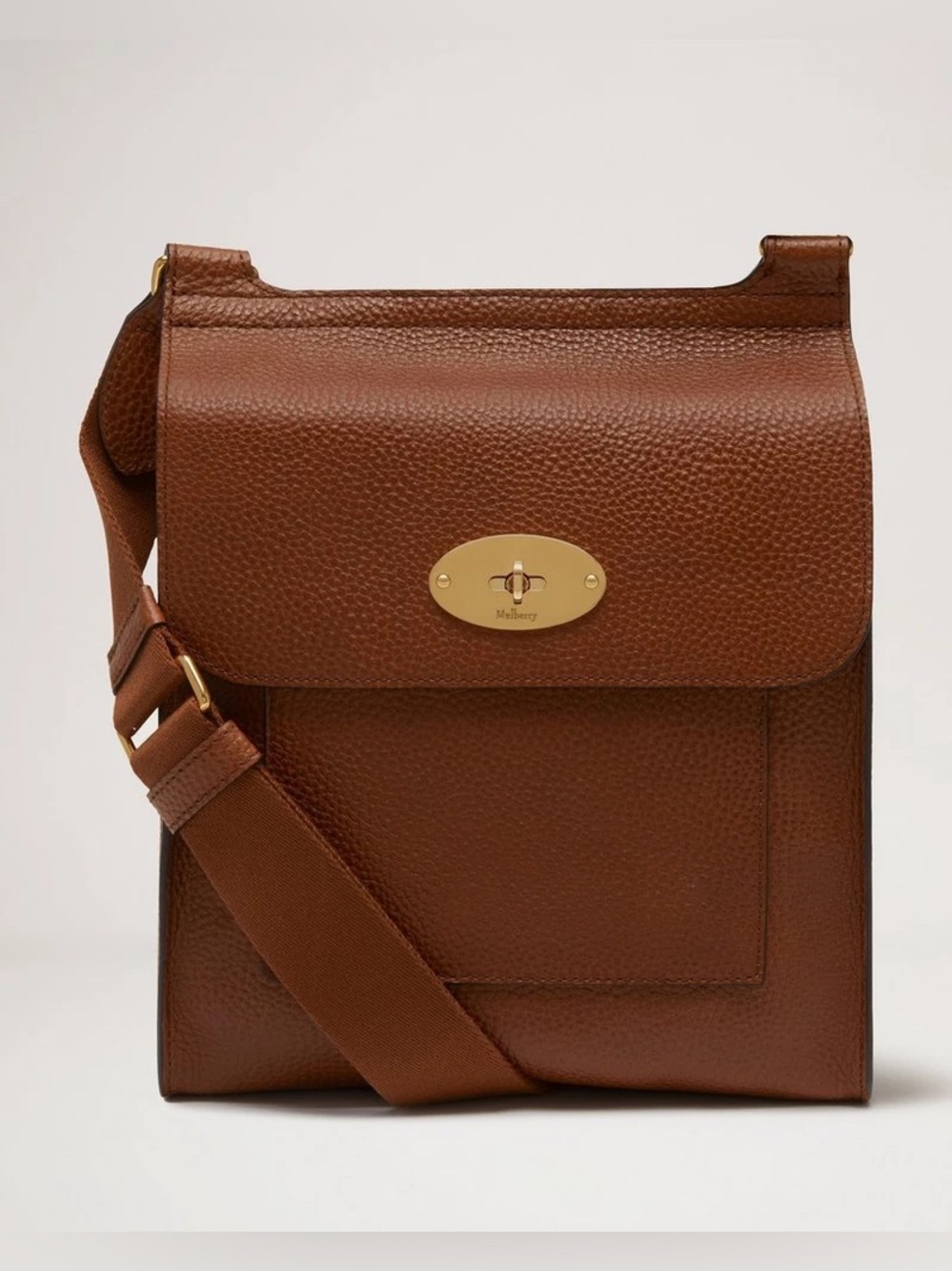 Mulberry Antony Small Messenger Crossbody Bag Oak Brown Leather Postman Lock
